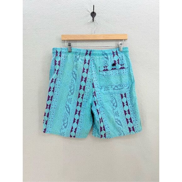 Vintage Cheetah Mervyns Mens Blue Purple Drawstring Swim Trunks Shorts Small - Picture 7 of 7